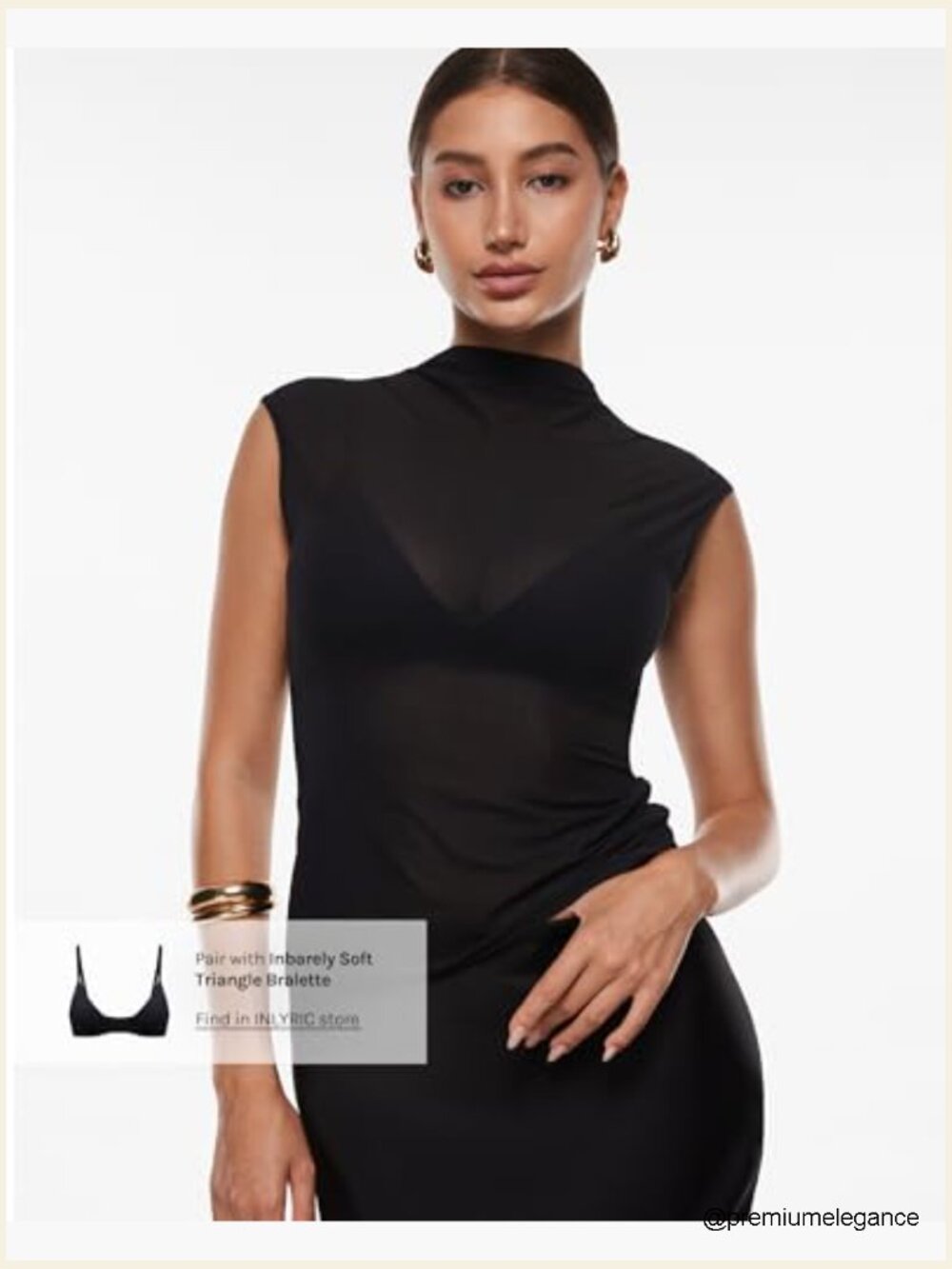 Sheer Mesh Mock Neck Tank Top - Sleeveless Sexy Going Out Top - Picture 4 of 7